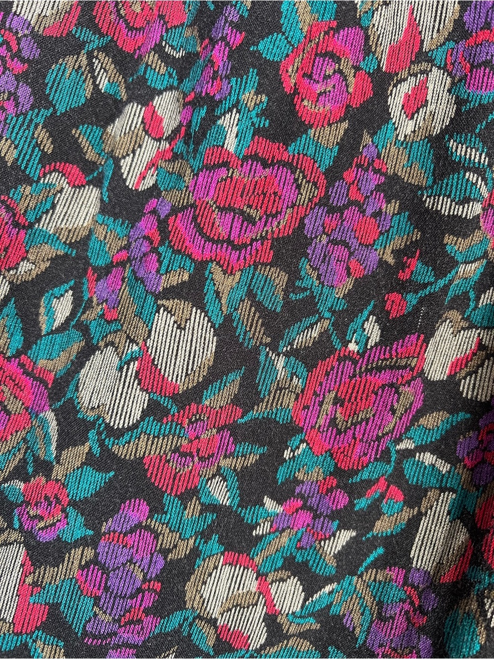 VTG Floral Midi Skirt Rayon Garden Party Grandmacore Prairie Teacher 90s USA 16 - Picture 2 of 5